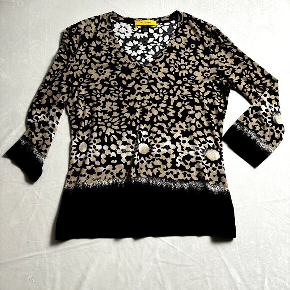 ST. JOHN Rayon Spandex Women's Stretchy V-Neck Long Sleeve Top Blouse Sz Medium - Picture 5 of 5